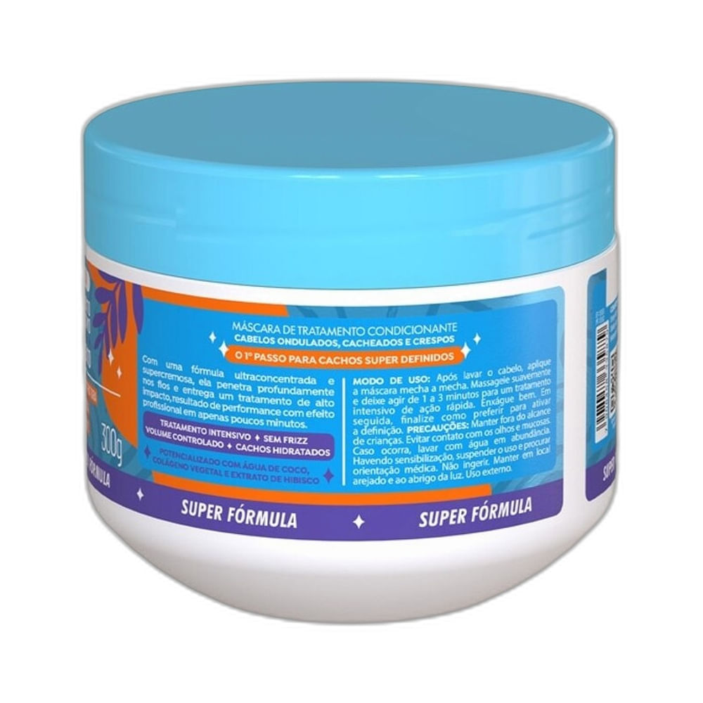 Máscara Capilar Salon Line Definição Natural 300g com tampa azul e rótulo multicolorido em fundo branco.